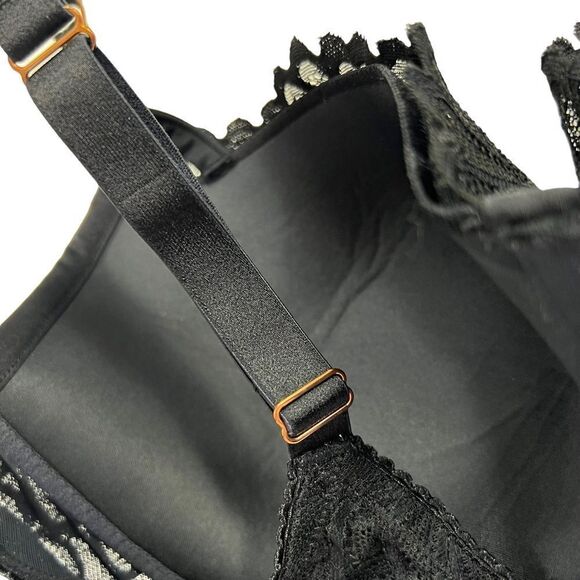 Savage X Fenty Savage Not Sorry Lightly Lined Lace Balconette Bra 38DDD Black - Picture 5 of 14
